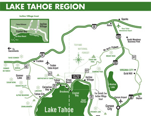 Map of greater Lake Tahoe area.