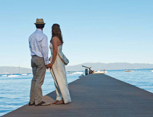Wedding on the shores of Lake Tahoe in California.